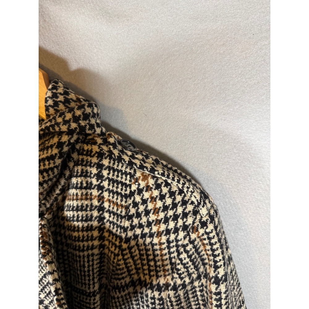 Vintage Pendleton Wool Trench Coat Houndstooth Glen Plaid Double Breasted Belted - Picture 9 of 16